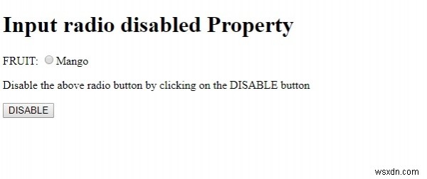 HTML DOM 입력 라디오 비활성화 속성 
