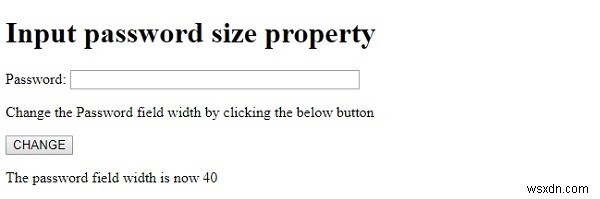 HTML DOM 입력 비밀번호 크기 속성 