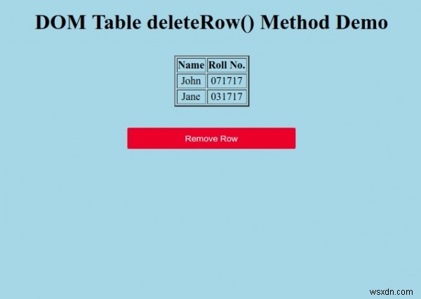 HTML DOM 테이블 deleteRow() 메서드 