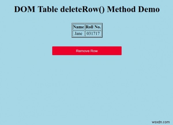 HTML DOM 테이블 deleteRow() 메서드 