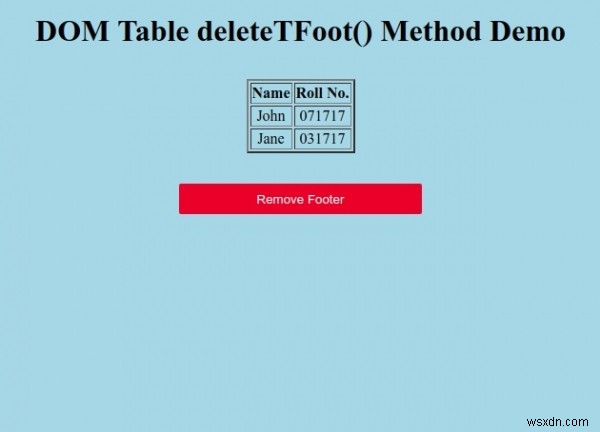 HTML DOM 테이블 deleteTFoot() 메서드 