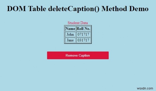 HTML DOM 테이블 deleteCaption() 메서드 