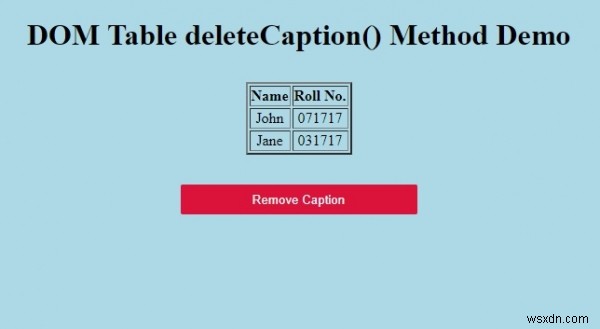 HTML DOM 테이블 deleteCaption() 메서드 