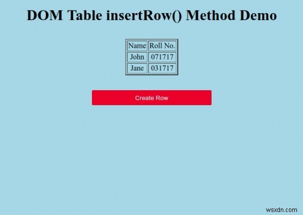 HTML DOM 테이블 insertRow() 메서드 