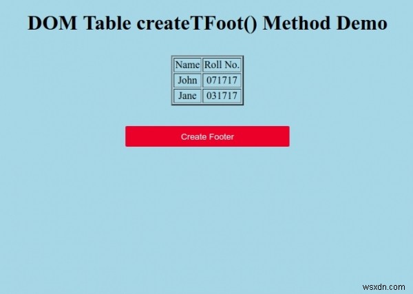 HTML DOM 테이블 createTFoot() 메서드 