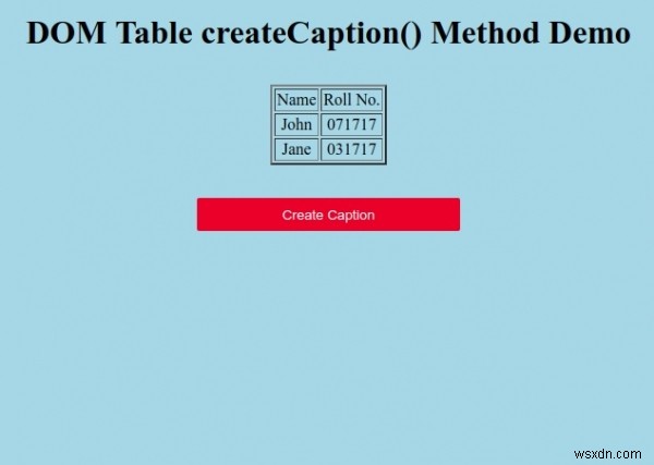 HTML DOM 테이블 createCaption() 메서드 