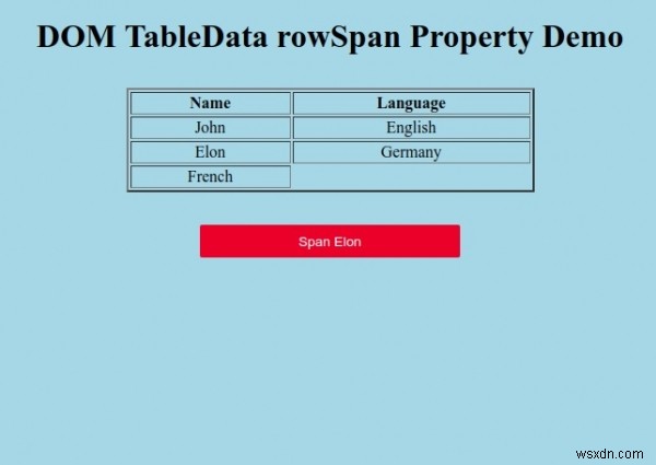 HTML DOM TableData rowSpan 속성 