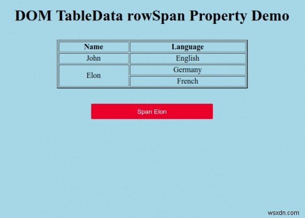 HTML DOM TableData rowSpan 속성 