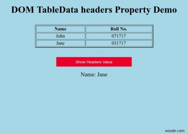 HTML DOM TableData 헤더 속성 