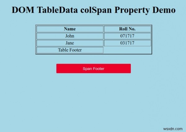 HTML DOM TableData colSpan 속성 