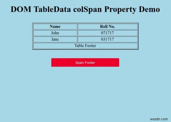 HTML DOM TableData colSpan 속성 