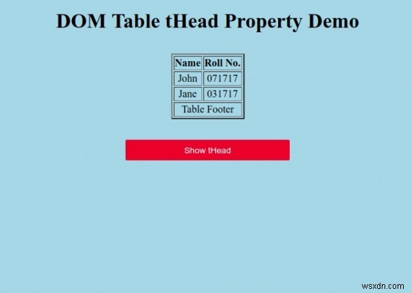 HTML DOM 테이블 tHead 속성 