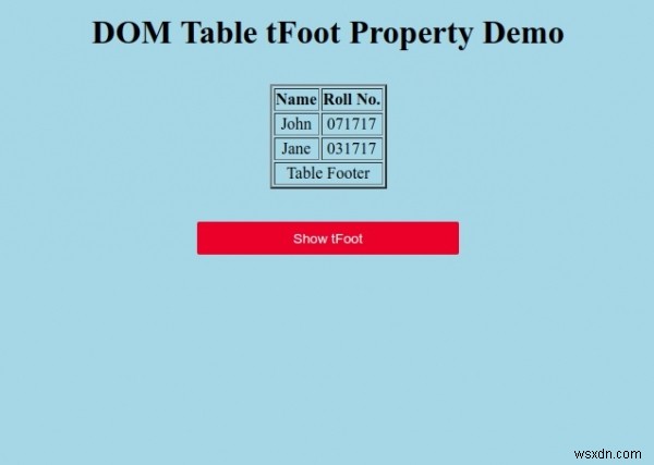 HTML DOM 테이블 tFoot 속성 