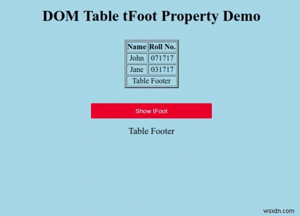 HTML DOM 테이블 tFoot 속성 
