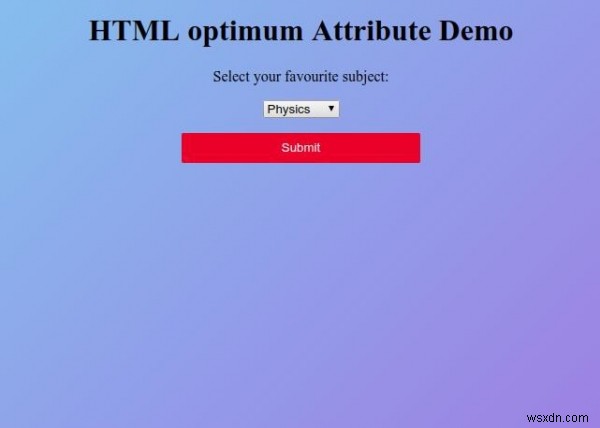 HTML 옵션 값 속성 
