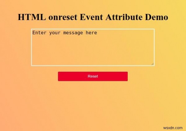 HTML onreset 이벤트 속성 