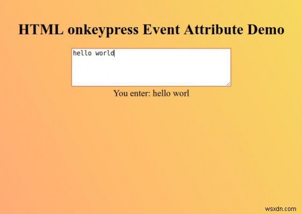 HTML onkeypress 이벤트 속성 