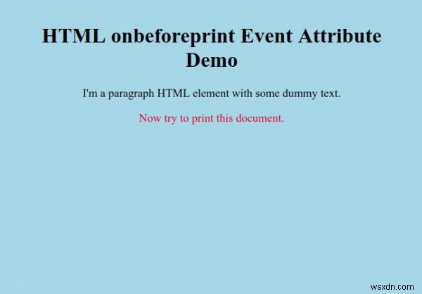 HTML onbeforeprint 이벤트 속성 