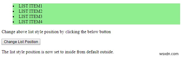 HTML DOM 스타일 listStylePosition 속성 