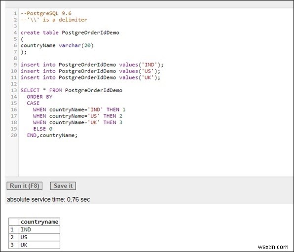 PostgreSQL에서 MySQL의 ORDER BY FIELD() 시뮬레이션? 