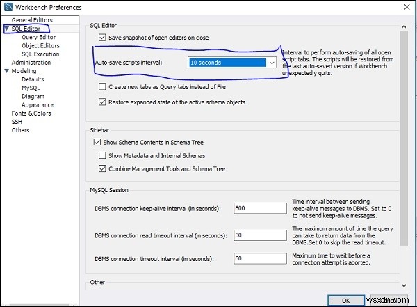 MySQL Workbench에서 연결을 유지하는 방법은 무엇입니까? 