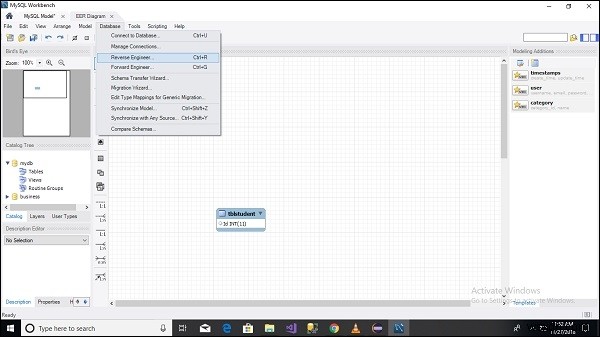 MySQL Workbench를 사용하여 서버에서 데이터베이스의 ER 모델을 얻는 방법은 무엇입니까? 