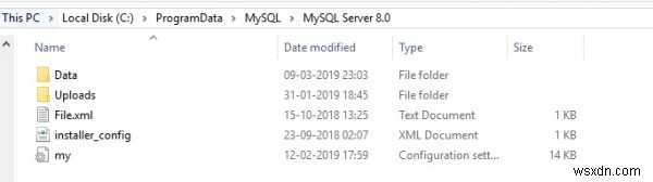 MySQL 디렉토리에서 my.ini를 찾을 수 없습니까? 