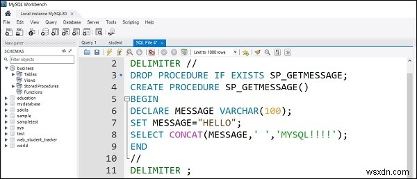 MySQL Workbench를 사용하여 저장 프로시저를 생성하시겠습니까? 