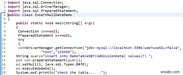 MySQL 데이터베이스에 빈 java.sql.Date를 삽입하는 보다 우아한 방법은 무엇입니까? 