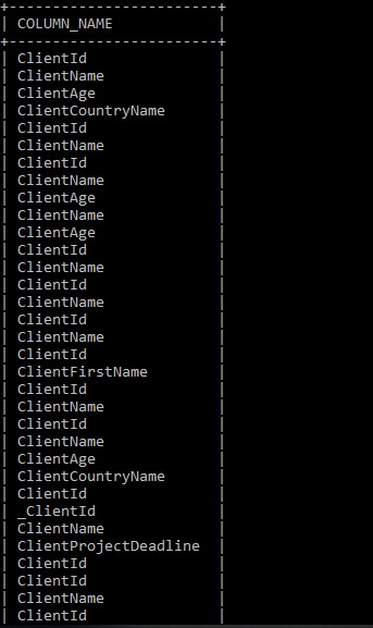 명령 프롬프트에서 구조화된 MySQL SELECT 인쇄 