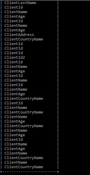 명령 프롬프트에서 구조화된 MySQL SELECT 인쇄 