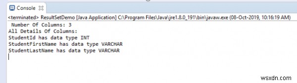 Java로 MySQL 테이블의 열 수 계산 