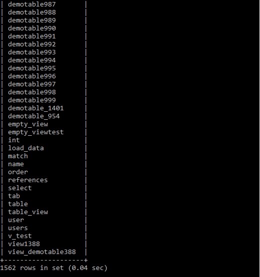 데이터베이스의 테이블 수를 표시하는 MySQL 쿼리는 무엇입니까? 