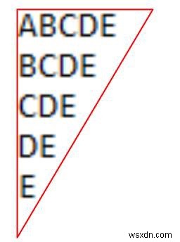 C에서 알파벳의 삼각형 패턴을 위한 프로그램 