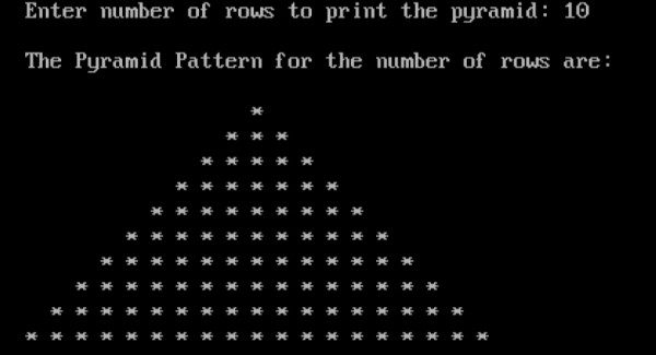C에서 피라미드 패턴을 인쇄하는 프로그램 