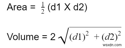 대각선이 주어진 마름모의 면적과 둘레를 계산하는 프로그램 C++에서 마름모란? 