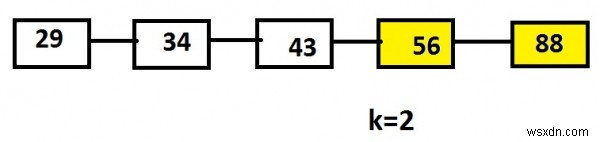 연결 목록의 마지막 k 노드를 역순으로 인쇄 C 언어의 반복적 접근 