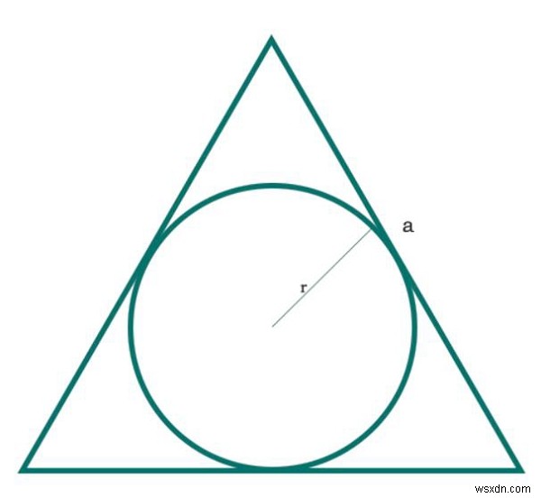 C 프로그램에서 정삼각형에 내접하는 원의 넓이는? 