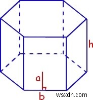 C 프로그래밍에서 육각기둥의 표면적과 부피 