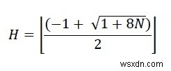 동전을 삼각형으로 배열할 때 최대 높이를 위한 C/C++ 프로그램? 