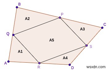 Varignon의 평행사변형의 C++ 둘레와 면적 