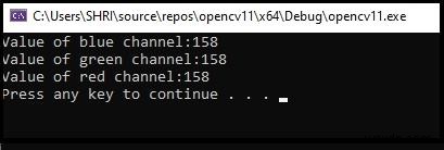 C++를 사용하여 OpenCV에서 특정 픽셀의 값을 얻는 방법은 무엇입니까? 