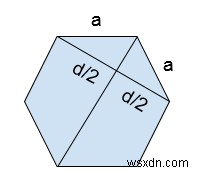 C++에서 육각형의 대각선 길이 찾기 