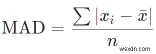 C++의 평균 절대 편차 프로그램 