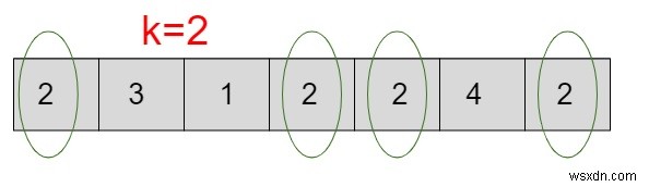 C++의 배열에 있는 키 K의 확률 