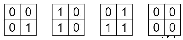 C++에서 이진 행렬을 0행렬로 변환하기 위한 최소 뒤집기 횟수 