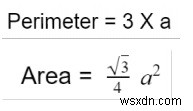 C++에서 정삼각형의 넓이와 둘레를 계산하는 프로그램 