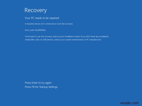 Windows 10 오류 코드 0xc00000e를 수정하는 방법 