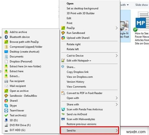 Windows 10에서 오른쪽 클릭 메뉴로 보내기를 사용자 지정하는 방법 