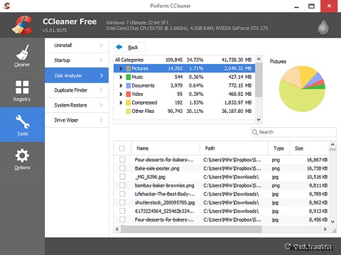 최고의 Windows 청소 도구는 디스크 분석기를 가져옵니다 